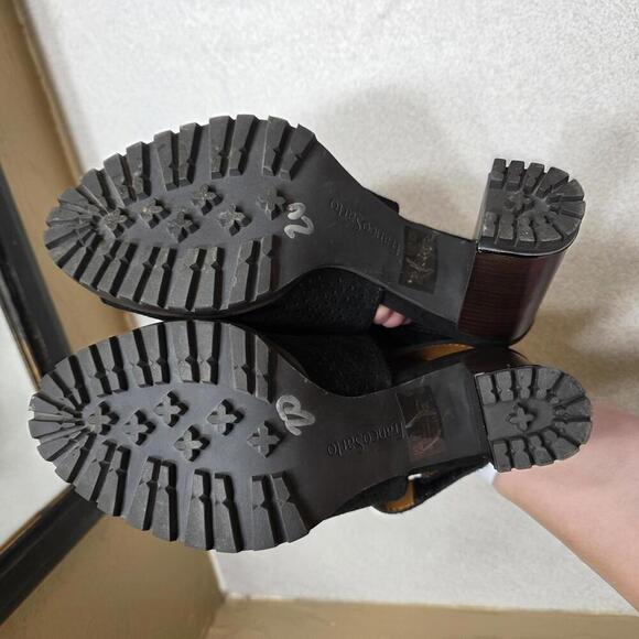 Franco Sarto Black Perforated Peep Toe Heeled Sandals- 7.5 NWOT - Picture 5 of 7